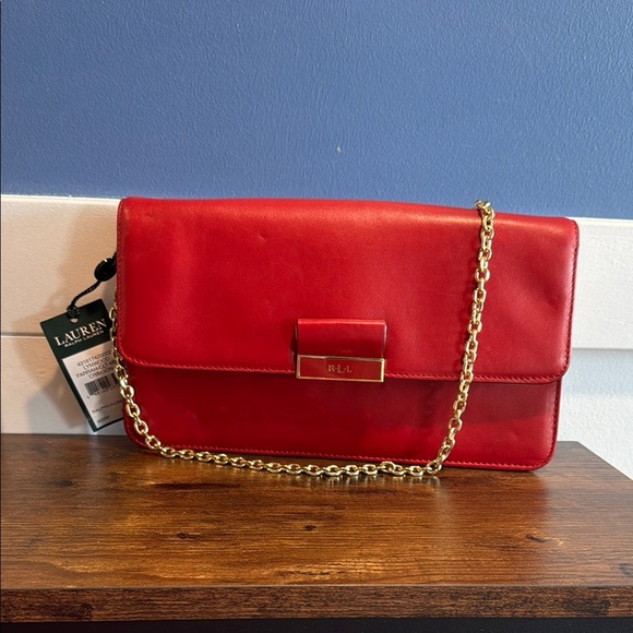 New with tags - Lauren Ralph Lauren red clutch purse handbag - Picture 1 of 12